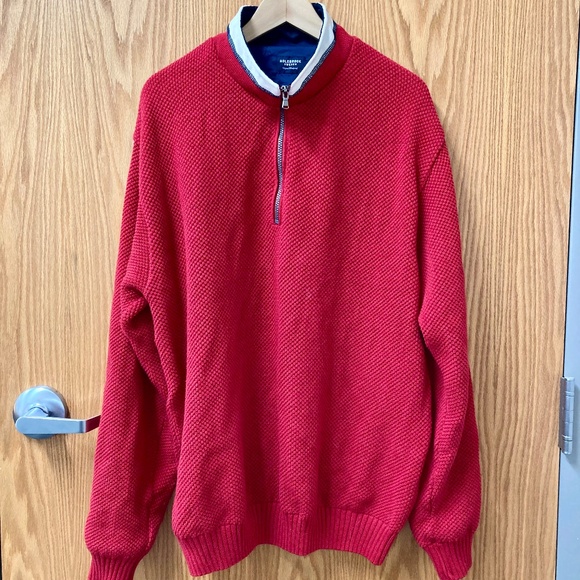 Holebrook Sweden Men's Windproof Classic Sweater Red 1/4 Zip Size XL Pullover - Picture 5 of 16